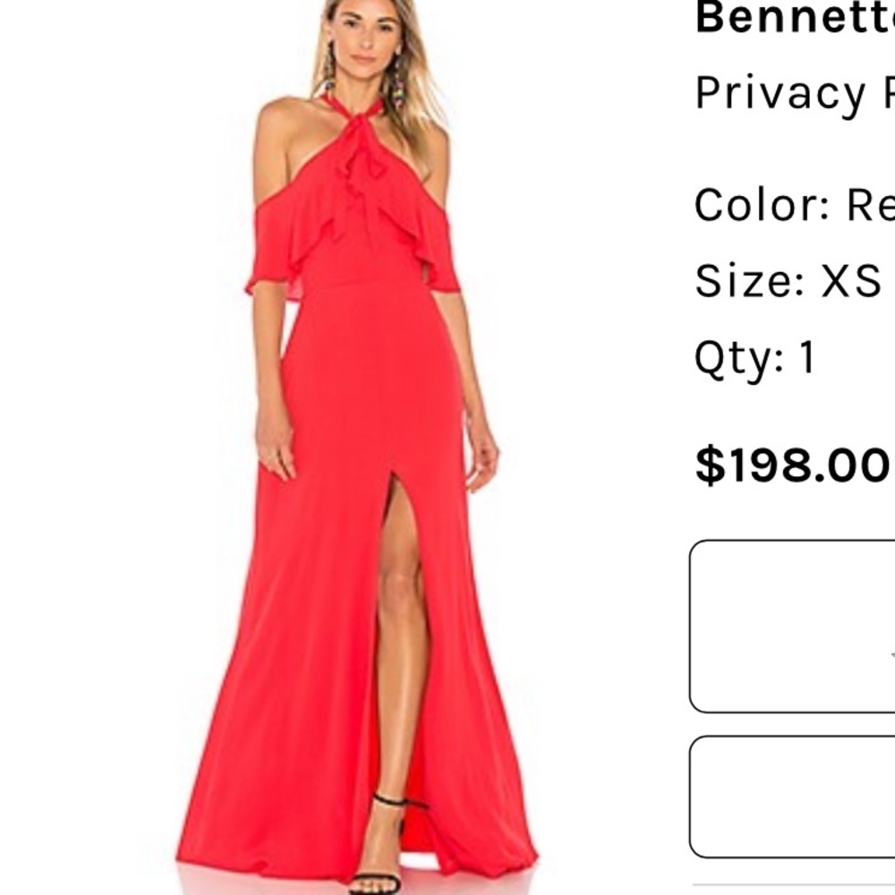 EXCELLENT Privacy Please Red Floor Length Off Shoulder Maxi Dress XS